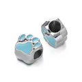 Light blue enamel paw print CCB large hole bead for DIY bracelet jewelry making. - Bear Paw Bead / 5 Pieces / Blue