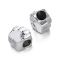 Silver bear paw print large hole spacer bead with white enamel for DIY jewelry charm - Bear Paw Spacer Bead / 5 Pieces / White
