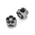 Exquisite silver-finished flower spacer beads with black enamel for DIY jewelry making - Cherry Blossom Spacer Bead / 5 Pieces / Black