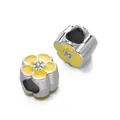 Yellow cherry blossom large hole charm beads for DIY handmade jewelry bracelets - Cherry Blossom Spacer Bead / 5 Pieces / Yellow