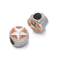 Silver-plated CCB large hole spacer bead with orange enamel star for DIY bracelet - Star Spacer Bead / 5 Pieces / Orange