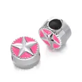 Silver-plated CCB star charm bead with pink enamel for DIY bracelet jewelry making - Star Spacer Bead / 5 Pieces / Rose Red