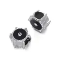 Silver-tone CCB large hole beads with black center for DIY charm jewelry making - Hexagon Spacer Bead / 5 Pieces / Black