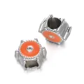 High-quality silver CCB large hole beads featuring orange enamel centers for DIY jewelry - Hexagon Spacer Bead / 5 Pieces / Orange