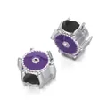 Purple enamel silver-plated CCB large hole spacer beads for DIY bracelet jewelry making - Hexagon Spacer Bead / 5 Pieces / Purple