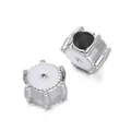 Silver-colored flower CCB spacer beads with white enamel center for DIY jewelry crafting - Hexagon Spacer Bead / 5 Pieces / White