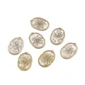 Set di 6 pendenti ovali in resina con fiori secchi veri per creazione gioielli fai da te. - Stile Fiore Secco in Resina Legata (AC4566) / 2 Pezzi/Set / Madreperla