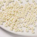 Creamy white 4x7mm acrylic large hole beads for DIY jewelry and phone charms - 100 Pieces/Pack / Solid Beige White