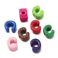 Colorful acrylic large hole C-shape alphabet beads for DIY bracelet and jewelry making - Letter C / 10 Pieces Pack / Colorful