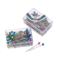Bunte Stecknadeln mit Perlenkopf in transparenten Boxen für professionelles Nähen - Vernickelter Stil / 80Stk Set / Mehrfarbig