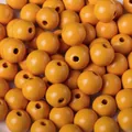 16mm gele ronde houten kralen voor DIY sieraden maken en knutselaccessoires - Oranje / 16mm (20 Stuks/Verpakking)