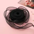 4cm breites schwarzes Organza-Fischschwanzband für DIY-Haarschleifen - 1 Meter / Tintenfischschwarz