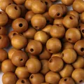 16mm round Hemu wood beads with holes for DIY jewelry crafts and accessory making - Tan / 16mm (20 Pieces)