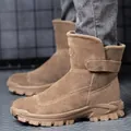 Langlebige Herren Winter-Sicherheitsstiefel mit warmem Wollfutter und Stahlkappe - 37 / Wollgefütterter Durchtritt- und Stoßfester Stil / Braun