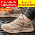 Khaki 6KV isolierte Sicherheitsschuhe für Herren mit Durchstichschutz und Stahlkappe - 37 / Braun