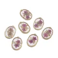 Handmade alloy transparent resin pendants featuring elegant purple dried flowers for DIY jewelry - Alloy Resin Dried Flower Style (AC4566) / 2 Pcs/Set / Purple Floral