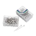 Set mit weißen Stecknadeln mit Perlenkopf in Klarsichtboxen - Vernickelter Stil / 80Stk Set / Weiß