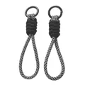 Handmade braided paracord wrist lanyard set for phone and keys, black and white pattern - 1 Piece / Black White Grid