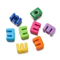 Colorful acrylic large hole letter beads for DIY bracelet making, jewelry accessory set - Letter E / 10 Pieces Pack / Colorful