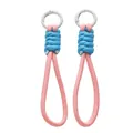 Creative pink and blue braided wrist lanyard for phone and keys with white clip - 1 Piece / Pink with White Buckle