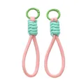 Hand-braided pink and green wrist lanyard strap with spring O-ring for keys and phones - 1 Piece / Pink With Green Buckle