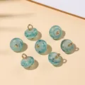 Bottoni vintage in finta giada marmorizzata verde con dettagli dorati per gioielli DIY e Hanfu. - Senza Supporto a Fiore / Confezione da 5 Pezzi (5*10mm) / Blu