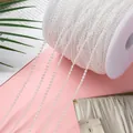 White iridescent ABS imitation pearl bead chain on spool for DIY wedding crafts and jewelry - Thin Bead Style / 2.5mm / 10m / AB White