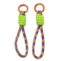 Lanière de poignet tressée colorée durable avec nœud vert néon et mousqueton orange vif - 1 Pièce / Jaune & Violet