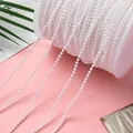 White ABS imitation pearl bead chain on spool for DIY jewelry and hair accessories - Thin Bead Style / 2.5mm / 10m / Pure White