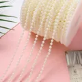 Cream white ABS imitation pearl bead chain on a white spool for DIY jewelry and crafts - Standard Style / 3mm / 10m / Off-white