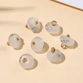 Bottoni in finta giada bianco latte con venature grigie per accessori fai da te qipao. - Senza Supporto a Fiore / Confezione da 5 Pezzi (5*10mm) / Grigio Inchiostro