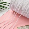 White ABS pearl bead chain roll for DIY jewelry making and wedding dress decoration - Standard Style / 3mm / 10m / Pure White