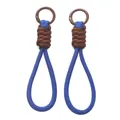 Cordon de poignet tressé bleu et marron avec mousqueton circulaire pour clés et sacs - 1 Pièce / Bleu Foncé Et Café