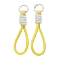 Longe de poignet tressée jaune et blanche avec mousqueton robuste pour porte-clés - 1 Pièce / Jaune Avec Boucle Blanche