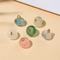 Bottoni rotondi in finta giada dai colori assortiti per accessori fai-da-te Cheongsam - Senza Supporto a Fiore / Confezione da 5 Pezzi (5*10mm) / colori misti casuali