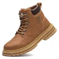 Professional high-top safety work boots for men with anti-smash and puncture protection - 36 / Plain Style / Brown