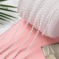 White ABS imitation pearl bead chain roll for DIY handmade jewelry craft accessories - Full Style / 5mm / 10m / Pure White