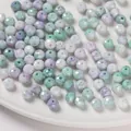 Cuentas de vidrio facetadas de 8mm colores macaron para creación de joyas DIY. - Rondelle Facetada (6x8mm) / Pack de 30 / Verde Púrpura