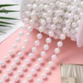 White ABS imitation pearl bead chain roll for DIY wedding dress and hair accessories - Plump Bead Style / 10mm / 2m / Pure White