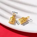 Gold-plated rectangular pendant with Chinese auspicious character 吉祥 engraving for DIY jewelry - Auspicious Tablet (AC4548) / 1 Piece/Approx 2-4g (9x18.5mm)