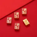 Red and gold Mahjong-style lucky charms with 'Rich' text for DIY jewelry - Rich And Wealthy / 1 Piece (Approx 8*12mm) / Gold