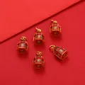 Red enamel hexagonal lantern pendants for DIY jewelry making in gold finish - Money House Style / 1 Piece (Approx 11*15mm) / Gold