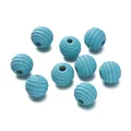 Lichtblauwe lotus houten kralen met schroefdraad voor DIY sieraden en voor knutselen - Schroefdraad kogel / 20 Stuks/Verpakking (11x12mm) / Blauw