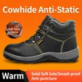 Schwarze Winter-Sicherheitsstiefel mit dickem Fellfutter und Antistatik - 37 / Schwarze antistatische High-Top Baumwollschuhe (Stahlkappe Feste Sohle) / Schwarz