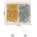 Vue détaillée professionnelle du kit de tiges à œil DIY avec dimensions de boîte - Kit de Tiges à Œillet en Cuivre 2 Grilles / 6.5x7.2cm / Or Blanc K