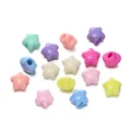 Bunte sternförmige Acrylperlen mit großen Löchern für kreative DIY-Schmuckherstellung - Sternform (AC4422) / 30 Stück (13.5x14mm) / Mehrfarbig
