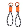 Dragonne de poignet tressée noir et blanc avec nœud orange et anneau mousqueton - 1 Pièce / Noir et Blanc avec Boucle Orange