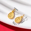 Pair of gold-plated oval pendants featuring auspicious characters with 16mm length - Waterdrop Auspicious (AC4548) / 1 Piece/Approx 2-4g (8x16mm)