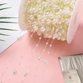 White ABS imitation pearl bead chain spool for DIY wedding and hair accessories - Mixed Large And Small Bead Style / 8mm+3mm / 5m / Off-white