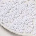 High quality opaque white 4x7mm acrylic large hole beads for DIY jewelry crafting - 100 Pieces/Pack / Solid White